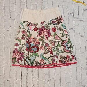 Motherhood Maternity Small White and pink floral skirt w elastic waist #floral